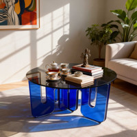 Table d'appoint ronde en acrylique ODM Nordic, dégradé orange, facile à assembler, pour salon, hôtel, décoration, mobilier