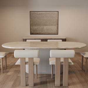 Mesa de Comedor Ovalada Lucente Cappuccino de Kumusi Furniture Fashion con Base Acanalada - Product Image 2