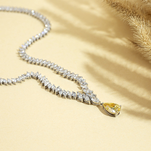 Collier tennis en argent 925 pour femme, Messi Jewelry Customized MSN-886, diamant jaune de culture en forme de poire, tendance. - Product Image 2
