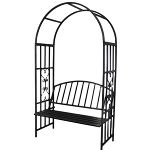 Vente chaude Haute Qualité Gonflable En Fer Forgé Noir En Plein Air Fleur <span class=keywords><strong>Ballon</strong></span> <span class=keywords><strong>Jardin</strong></span> Arche Fleur Cadre En Métal avec Banc De Siège - Product Image 1