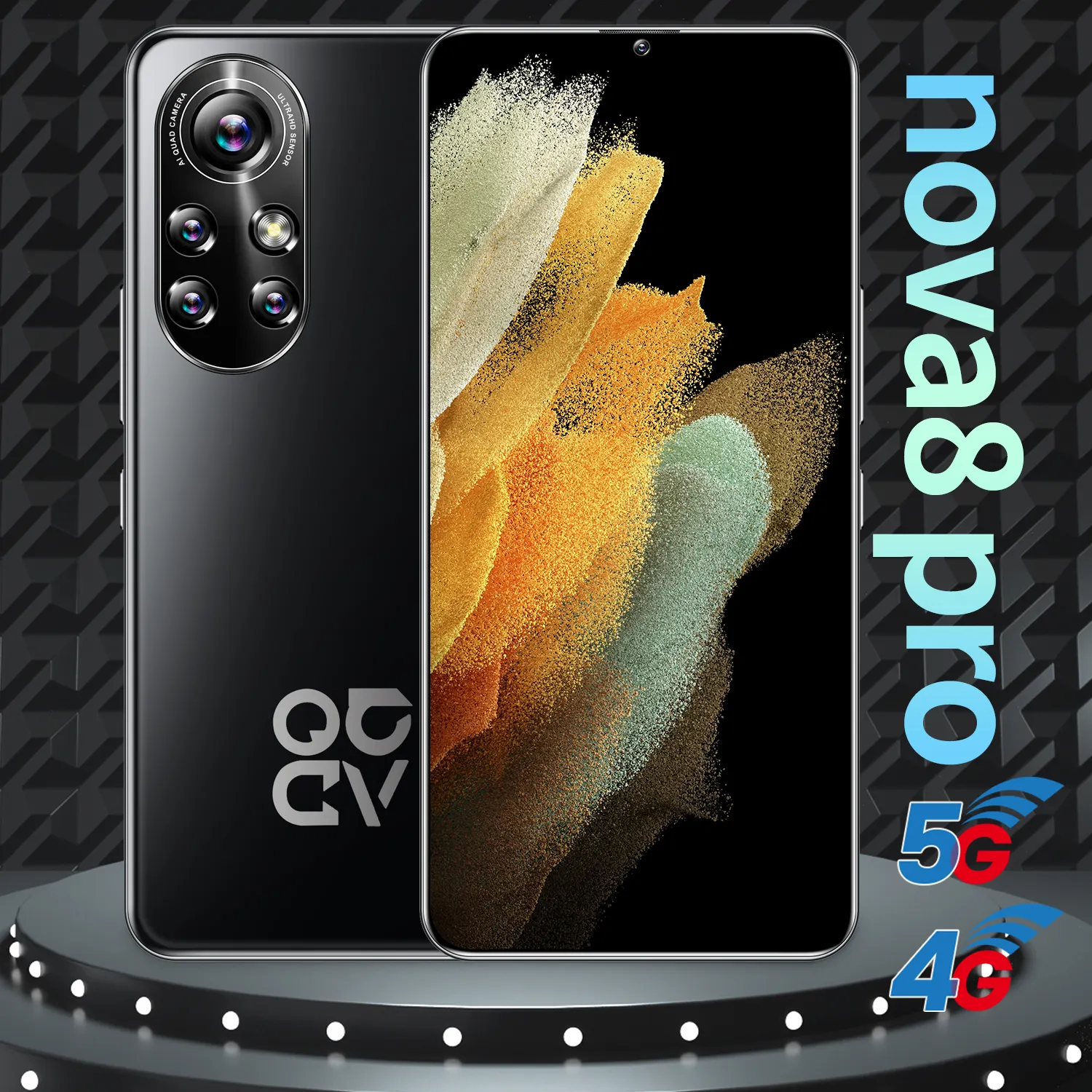 Smartphone nova8 pro dual sim com tela, telefone celular, baixo preço, 6.8, fhd +, desbloqueio por standby, quad core, android