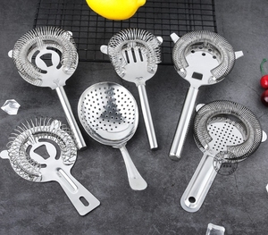 Bán buôn 304 thép không gỉ Cocktail <span class=keywords><strong>Bar</strong></span> strainers <span class=keywords><strong>Bar</strong></span> Shaker Ice Lọc bán buôn khối băng lọc với xử lý <span class=keywords><strong>Bar</strong></span> strainers - Product Image 6