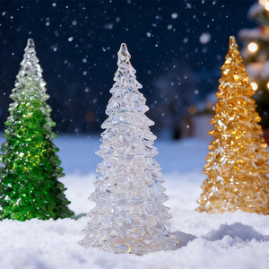 Decorazione Natalizia da Tavolo a Forma di Albero in Vetro con Luce, Statuetta e Giocattolo in Stile Europeo-Americano - Product Image 3