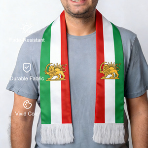 Écharpe drapeau soleil lion persan 135x17cm, écharpe de supporter nationale royale iranienne avec pompons, en polyester, pour événements et festivals - Product Image 3