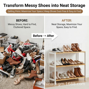 BLD 3-Layer Bamboo <b>Shoe</b> <b>Rack</b> 27.51x9.84x21.65in Dustproof <b>Storage</b> Unit for Household Use - Product Image 4