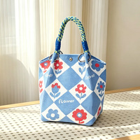Sac fourre-tout tricoté SUOLING avec fermoir magnétique carré, poignée de poignet, sac cadeau, souvenir de mariage, motif floral et dessin animé 32