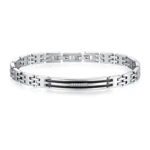 Adjustable Extra Clasp Chain Titanium Luxury Stainless Steel Diamond Magnetic Bracelet