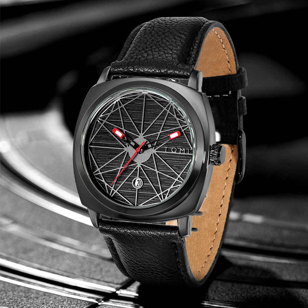 TOMI T112 Fashionable Square Dial Watch with Retro Calendar