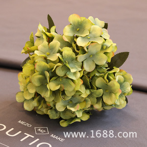 Ramo de Hortensias Artificiales Haiyi, Color Verde Lago, Flor de Seda para Decoración de Bodas, 6 Ramas, 8 Colores, Estilo Retro - Product Image 1