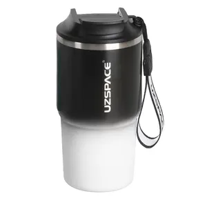 Caneca de café de viagem em aço inoxidável garrafa térmica portátil à prova de vazamento garrafa térmica de água com canudo caneca de chá térmica