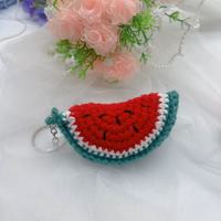 Groothandel Schattige En Mooie Hand Gehaakte Watermeloen Kechain Aangepaste Label Hand Gehaakte Vruchten Sleutelhanger