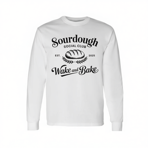 T-shirt à manches longues Sourdough Social Club, design Wake And Bake pour les amateurs de pain - Product Image 2