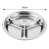 Assiette à dîner en acier inoxydable de qualité alimentaire Liyunda 304, boîte à lunch divisée en 3 compartiments, plateau épais pour l'école, le bureau