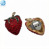 Clip de chaussure détachable en strass, style fraise, plaqué or, accessoires de chaussures en cristal