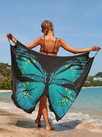 Robe longue pour femme à imprimé papillon, maillot de bain, bikini, vêtements de plage, paréo