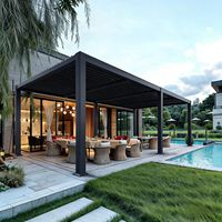 Pérgola Bioclimática Moderna de Aluminio con Techo de Láminas Ajustables, Automática, Eléctrica, para Patio, Resistente al Agua, Fácil de Instalar