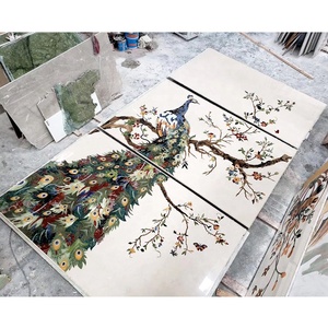 Mẫu gạch ốp tường bằng đá cẩm thạch khảm họa tiết chim công bằng công nghệ cắt nước, thiết kế đá cẩm thạch, nghệ thuật đá cẩm thạch cắt nước trang trí tường - Product Image 2