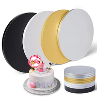 PACKINWAY Gold Plateau à gâteau en carton ondulé de 14 pouces, 12 mm d'épaisseur, bord gaufré, biodégradable, jetable, matériaux recyclés