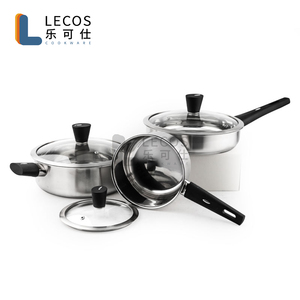 LECOS Meilleures ventes Plaques de cuisson à <span class=keywords><strong>induction</strong></span> en acier inoxydable 6 pièces avec couvercles en verre - Product Image 6