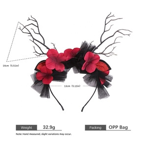 बच्चों के लिए हेलोलीन उत्सव हेडबैंड, दुष्ट रक्तकर्दलिंग बिल्ली कान फूल सींग का फूल का सामान - Product Image 3