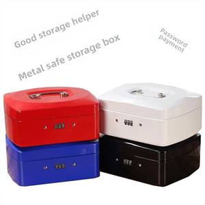 पोर्टेबल डबल लेयर मेटल कैश बॉक्स राउंड मध्यम लॉक कुंजी सुरक्षित वित्तीय धन भंडारण के साथ सुरक्षित - Product Image 1