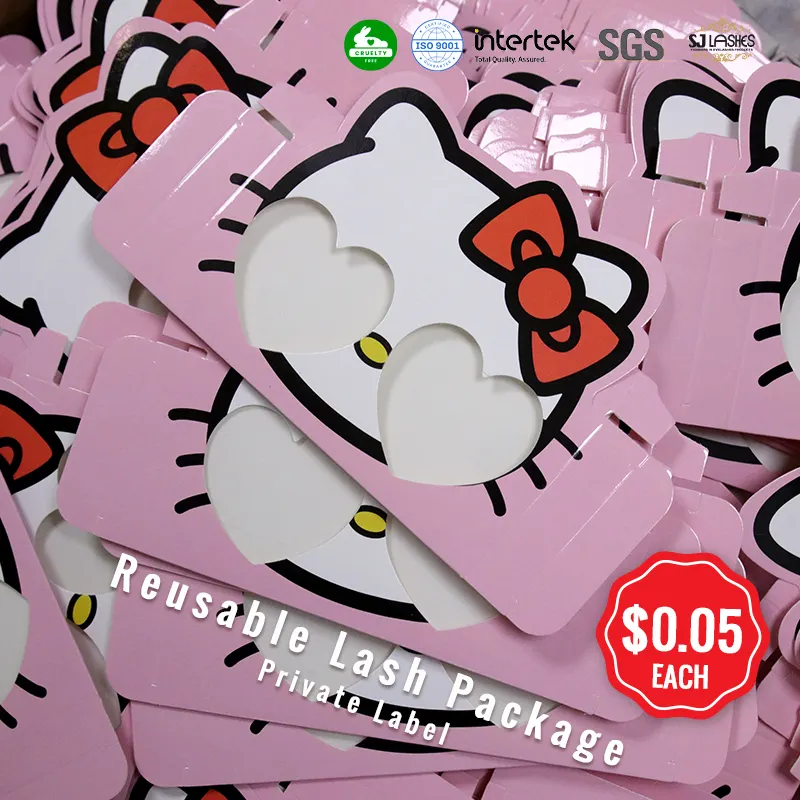 Pronto per la spedizione 3D Mink Lash Paper Lash Packaging consegna veloce Cute Kitty Paper Box