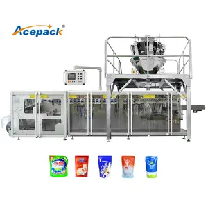 Mesin kemasan kantung berdiri otomatis elektrik akurasi tinggi produk isi ulang bubuk minuman mesin Motor komponen PLC