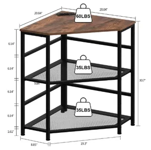 带电源插座充电插头的转角桌USB端口可调储物架家用办公室电脑塔式中央处理器支架