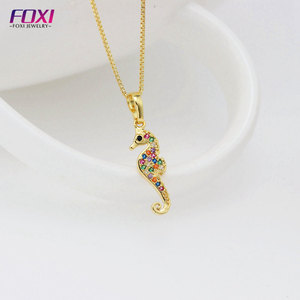 Foxi gioielli moda oro placcato 18K marò cavalluccio <span class=keywords><strong>marino</strong></span> collana pendente donne - Product Image 1