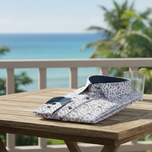 Chemise habillée blanche à fleurs pour homme, grande taille, 100 % coton - Product Image 3