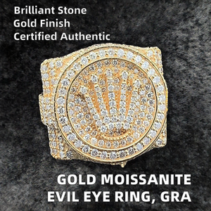 Bague de championnat personnalisée pour homme en argent 925, style hip-hop, avec logo personnalisé, sertie de pierres, style rappeur, pour fiançailles, mariage, moissanite - Product Image 2