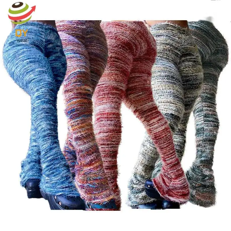 S-2XL Herbst Winter Frauen bunte lange pelzige Pile Up Hosen 2023 Mode hohe Taille dehnbare Mädchen Hosen