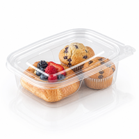 Boîte de boulangerie en PET transparent avec couvercle à charnière, 2 compartiments, jetable, qualité alimentaire, pour fruits, muffins danois, vente en gros, personnalisable