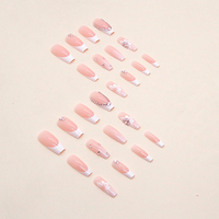 Fournisseurs de faux ongles de luxe, faux ongles longs brillants en 3D avec diamants, faux ongles en gel faits à la main avec décorations pour femmes
