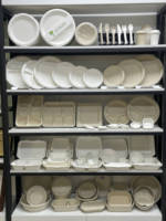 Assiettes en papier biodégradables de 9 pouces, vaisselle compostable écologique pour les fêtes, les mariages et la restauration