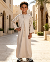 CCY 2026 Moyen-Orient Arabe Oman Enfants Thobe Col Rond Vêtements Musulmans Islamiques Garçons Couleur Unie Robes Enfants Abaya