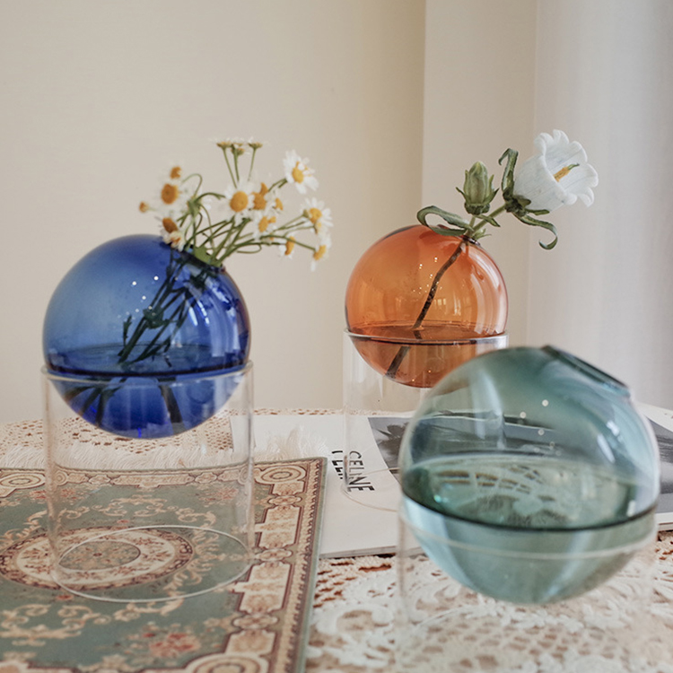 Vase à fleurs séchées en verre hydroponique, pot décoratif de luxe pour maison, ornements