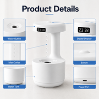 Humidificador Eléctrico Minimalista de Escritorio Antigravedad con Tecnología de Flujo de Agua Levitante, Gadget para Hogar, Oficina, Hotel, Niebla Fría