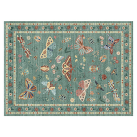 Tapis persan vintage pour salon, couverture complète avec canapé et table basse, tapis luxueux en fausse fourrure de cachemire lavée pour chambre à coucher