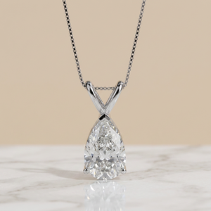 Pendentif en or massif 10k 14k 18k certifié IGI, diamant de laboratoire taille poire, couleur D, clarté VS, bijoux classiques pour femmes - Product Image 3
