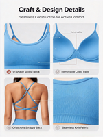 Soutien-gorge de sport sans couture OEM ODM pour femme, col en U, dos croisé, séchage rapide, pour yoga et fitness, avec coussinets amovibles