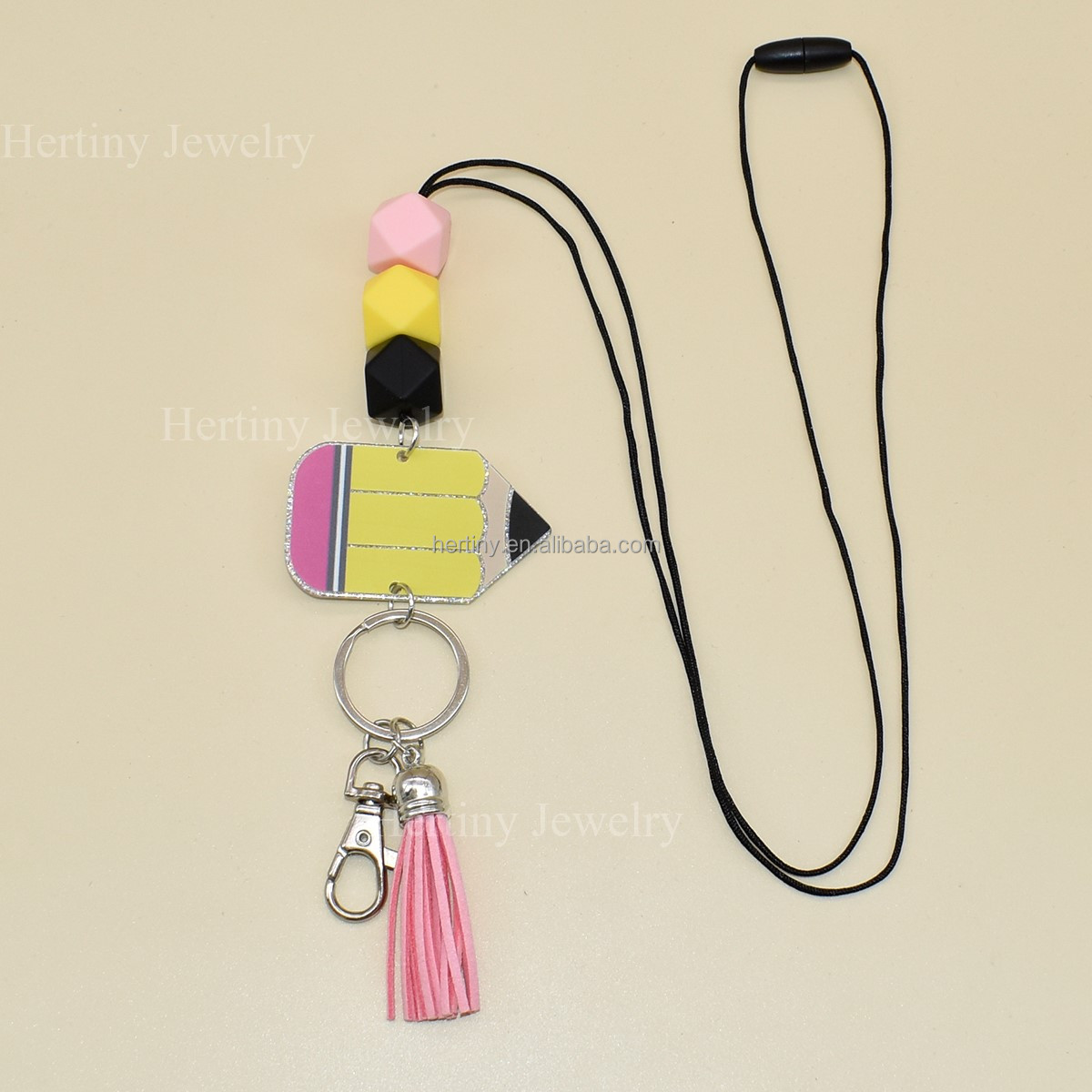 Pencil Lanyard and Badge Holder for Teachers Personalized Teacher Gift Lanyard Wristlet Image 2
