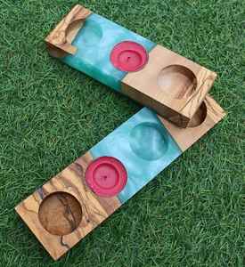 Portavelas de Resina y Madera Duradero, Hecho a Mano con Madera Maciza con Incrustaciones de Resina, Diseño Elegante y Funcional, Perfecto - Product Image 1