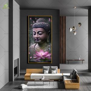 Vitrina de Porcelana de Cristal Resplandeciente, Pintura de Porcelana de Cristal de Agua de Alta Gama, Estatua de Buda Loto con Luz LED - Product Image 4