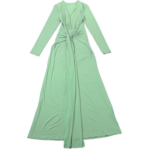 Robe moulante à manches longues, couleur unie, col en V profond, sexy, minimaliste, best-seller pour femmes, tendance - Product Image 5