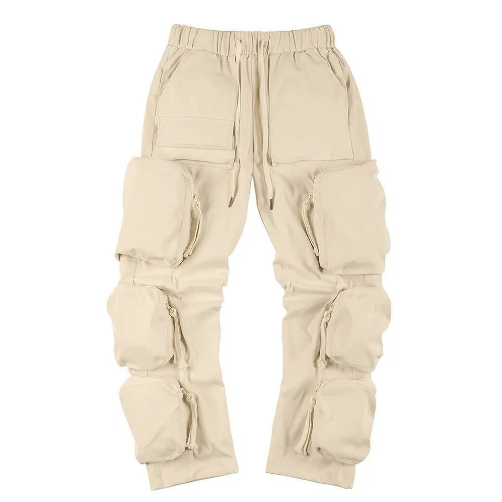 Hoge Arcade Kan Wind Rits Multi-Pocket Hip Hop Trend Losse Toevallige Cargo Broek Mannen