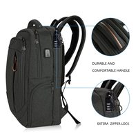 Sac à dos imperméable pour ordinateur portable avec port USB, fermeture éclair, antivol, 20-35L, coussin d'air, idéal pour les activités de plein air, les affaires, l'université et le transport de charges.