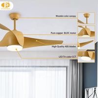 Ventilateur de plafond à lumière LED de style simple de 42 pouces avec lames ABS Smart Home Decor Télécommande à moteur à courant continu pour salon Couleur bois