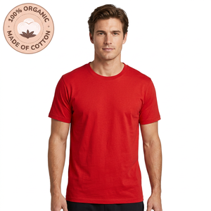 Camiseta Roja Personalizada con Cuello Redondo para Hombre, 100% Algodón Orgánico, Impresión a Doble Cara, Ecológica, Ropa Promocional, Uniformes para Adultos, Regalos - Product Image 3