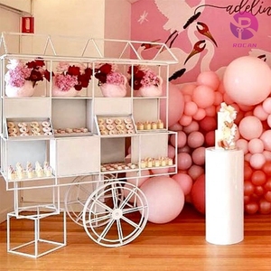 Pink Candy Cart Dessert <strong>Trolley</strong> Dessert Shelf Customized LOGO <strong>Sweet</strong> Cart Food and Beverage Carrie - Product Image 2